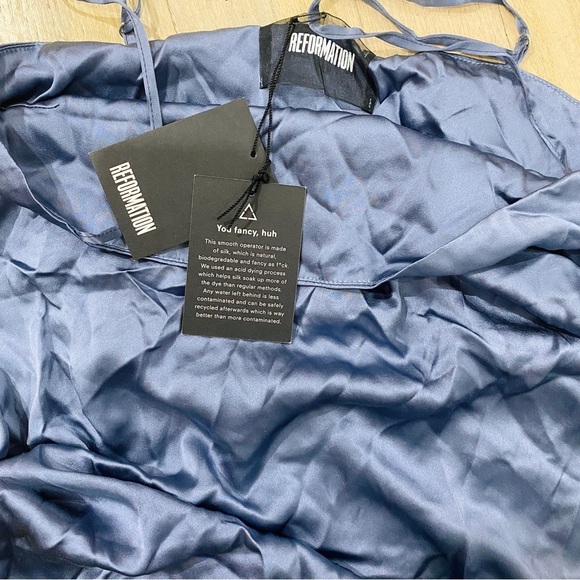 Reformation slip mini dress in silky sea - Picture 3 of 5